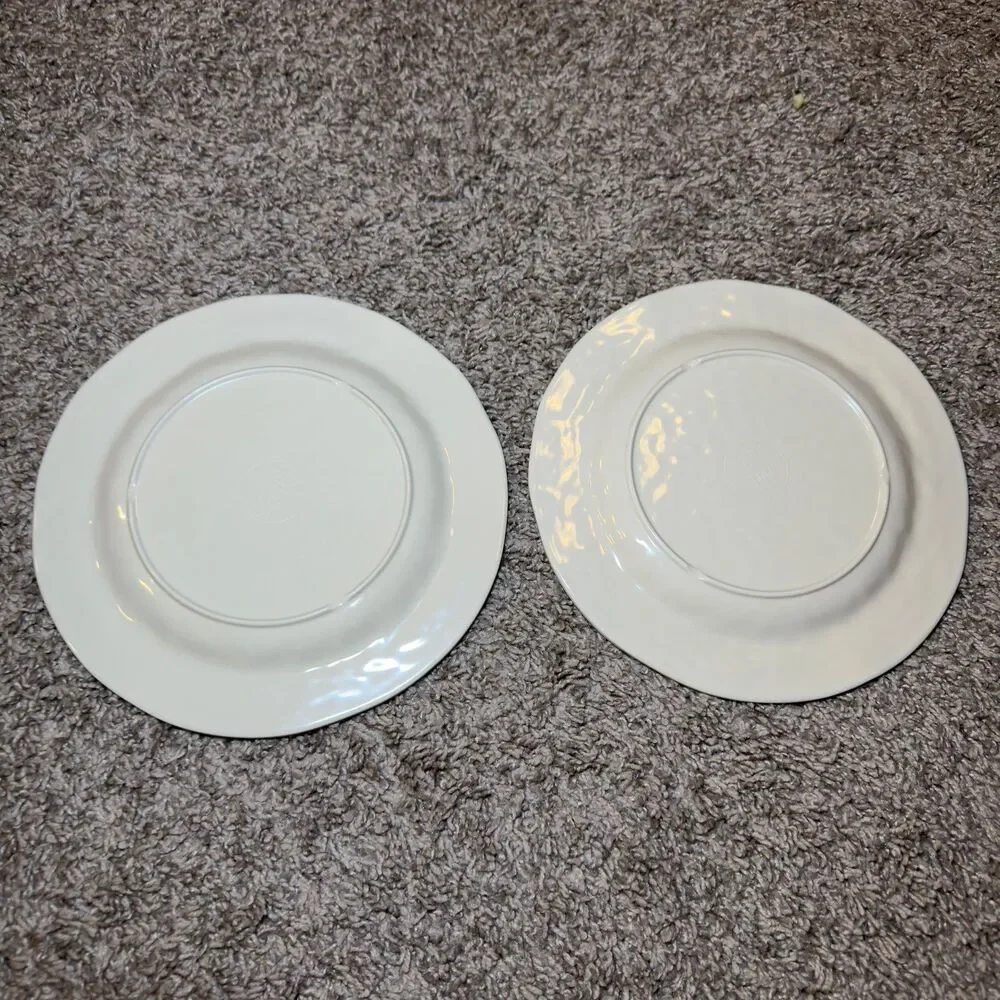 Pier 1 Imports Carmelo Melamine Crackle Bowls Plates Snack Dish LOT of 7 Ivory